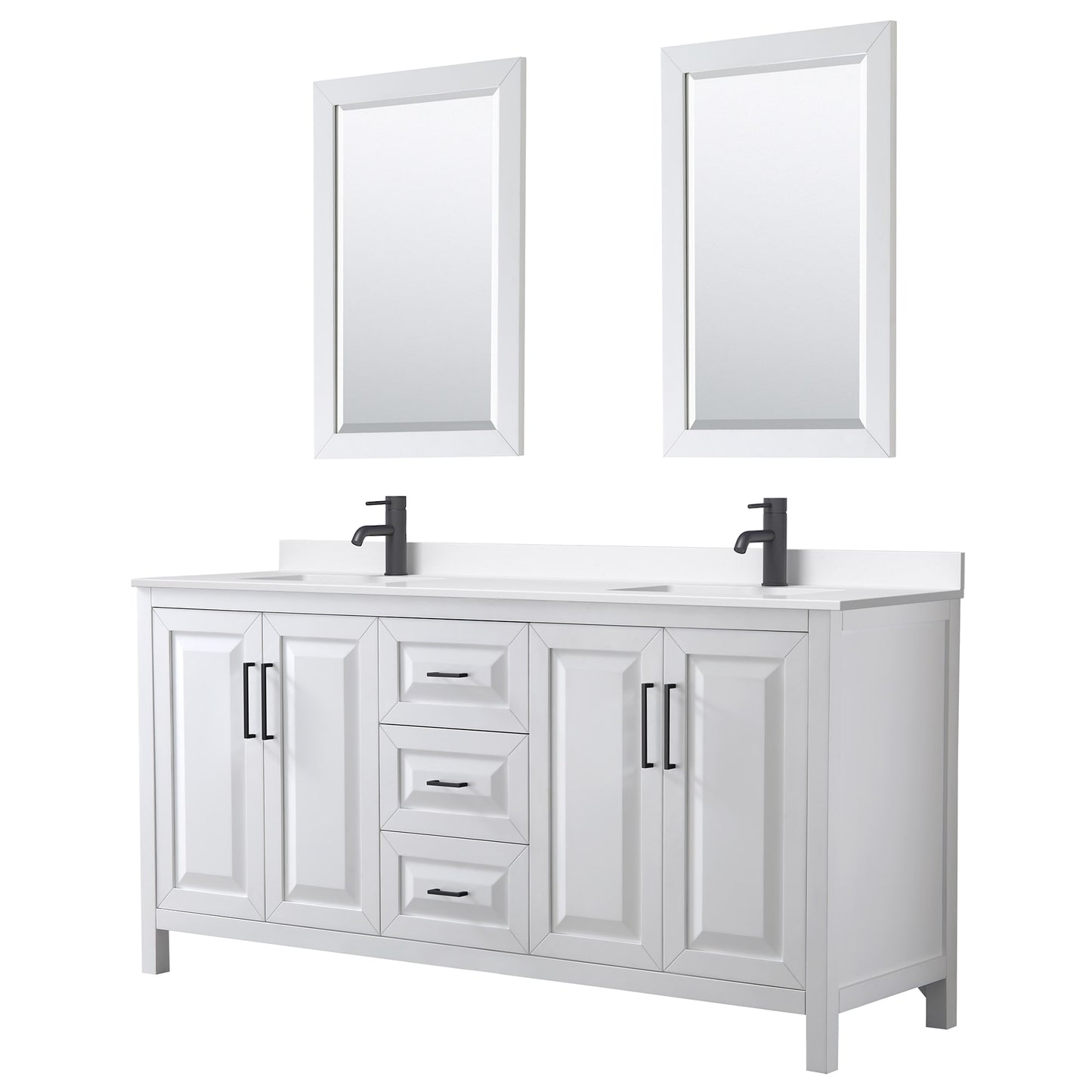Daria Bathroom Vanity with Countertop 72 inch Double Sink Single hole Faucet Setup