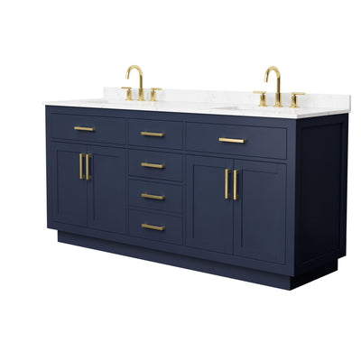 Beckett TK Bathroom Vanity with Countertop 72 inch Double Sink 3-hole Faucet Setup