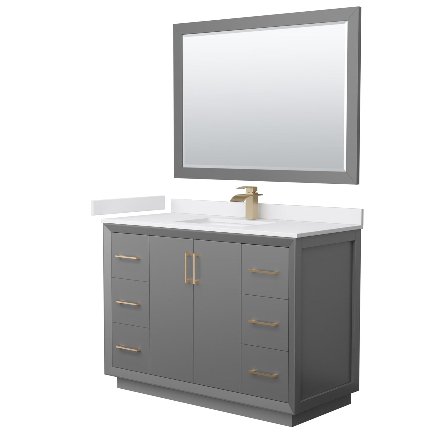 Strada Bathroom Vanity with Countertop 48 inch Single Sink Single hole Faucet Setup