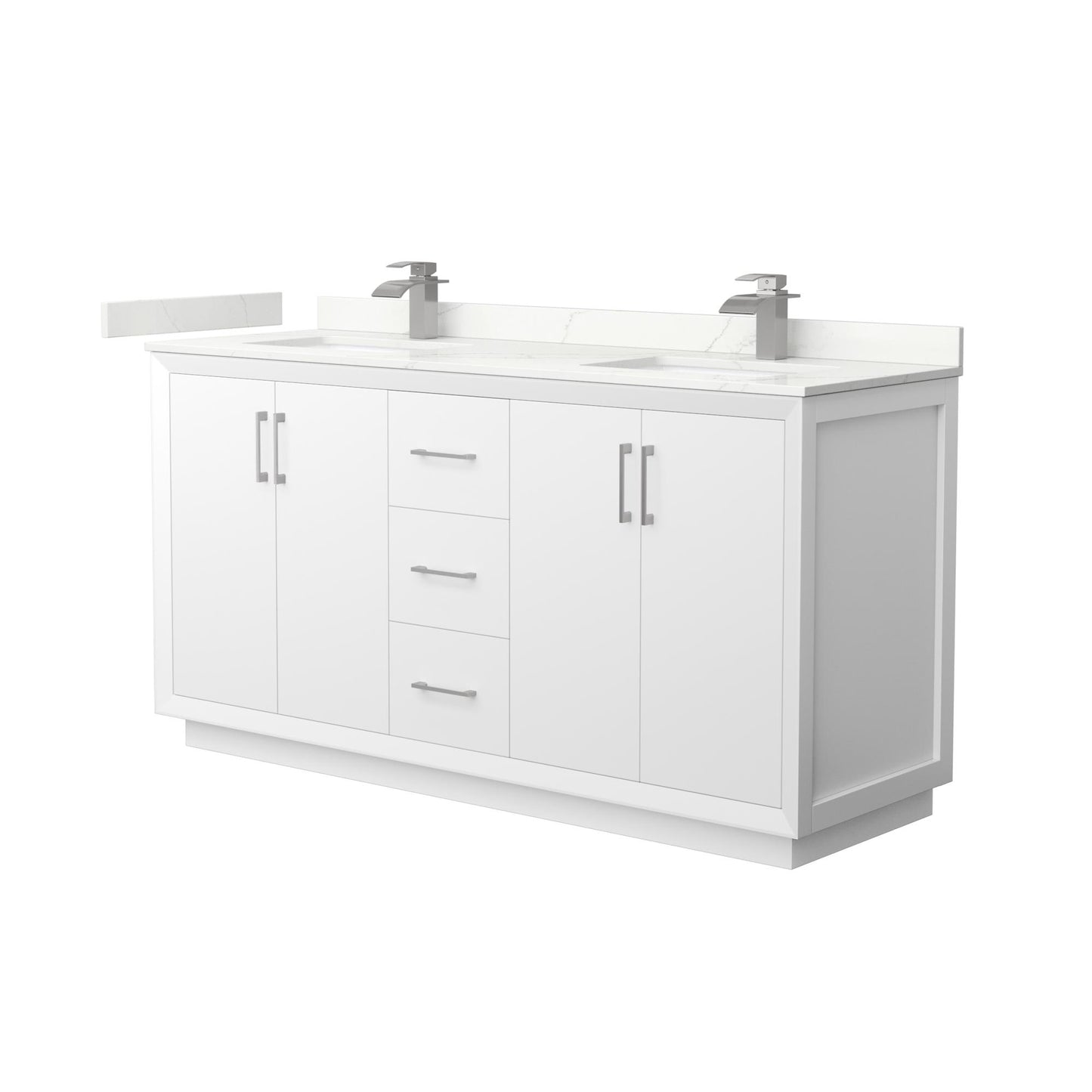 Strada Bathroom Vanity with Countertop 66 inch Double Sink Single hole Faucet Setup
