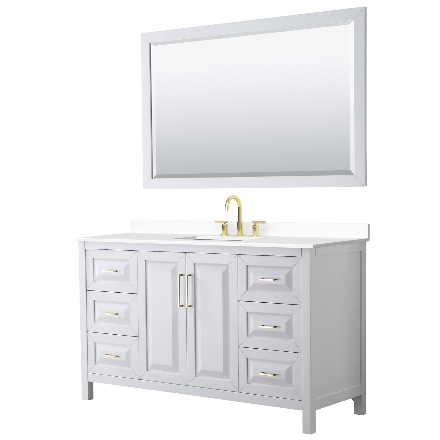 Daria Bathroom Vanity with Countertop 60 inch Single Sink 3-hole Faucet Setup