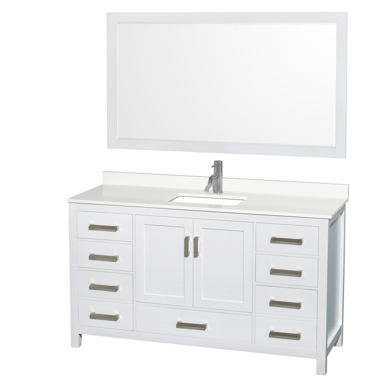 Sheffield Bathroom Vanity with Countertop 60 inch Single Sink Single hole Faucet Setup