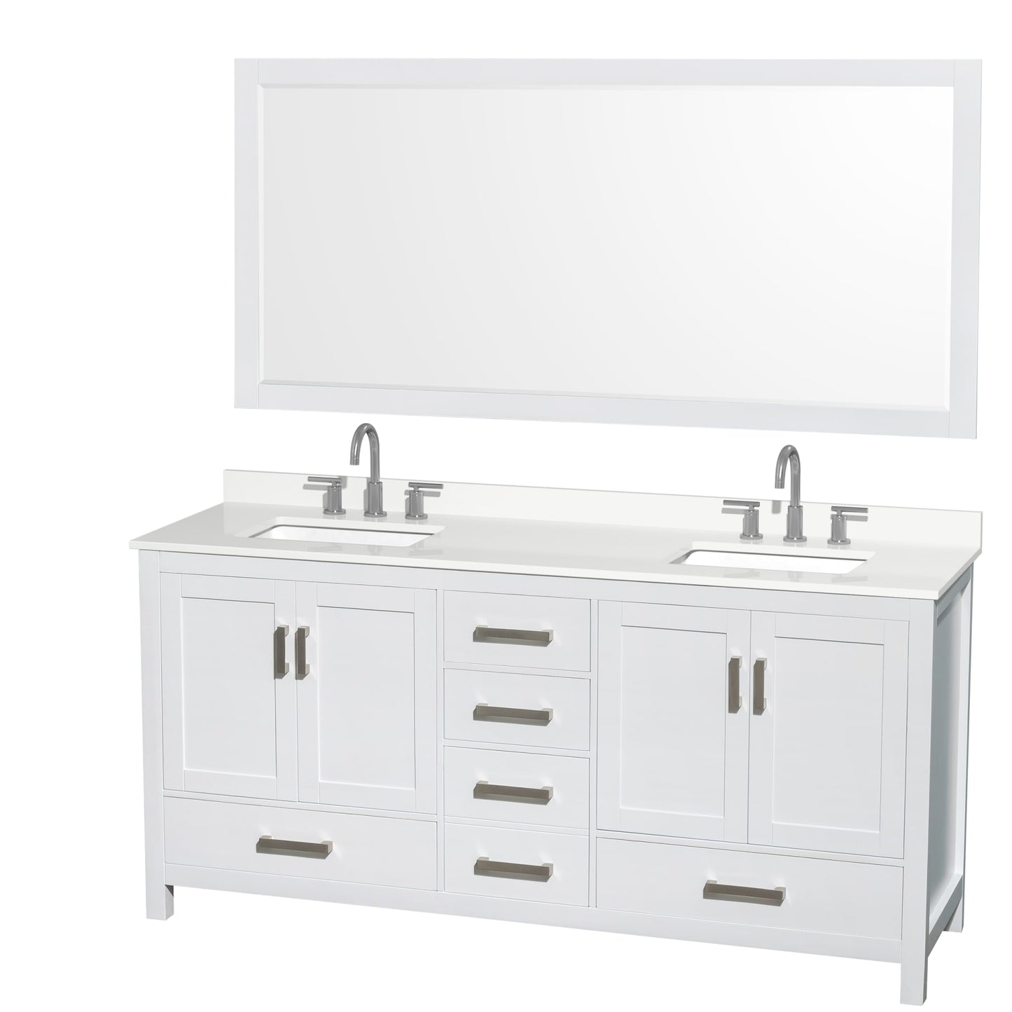 Sheffield Bathroom Vanity with Countertop 72 inch Double Sink 3-hole Faucet Setup