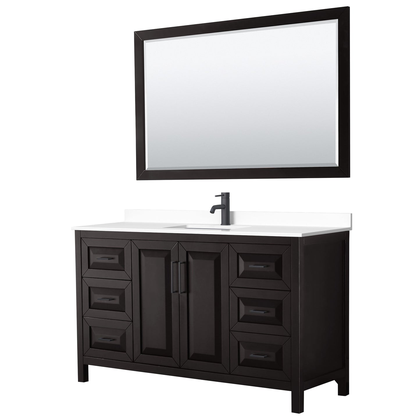 Daria Bathroom Vanity with Countertop 60 inch Single Sink Single hole Faucet Setup