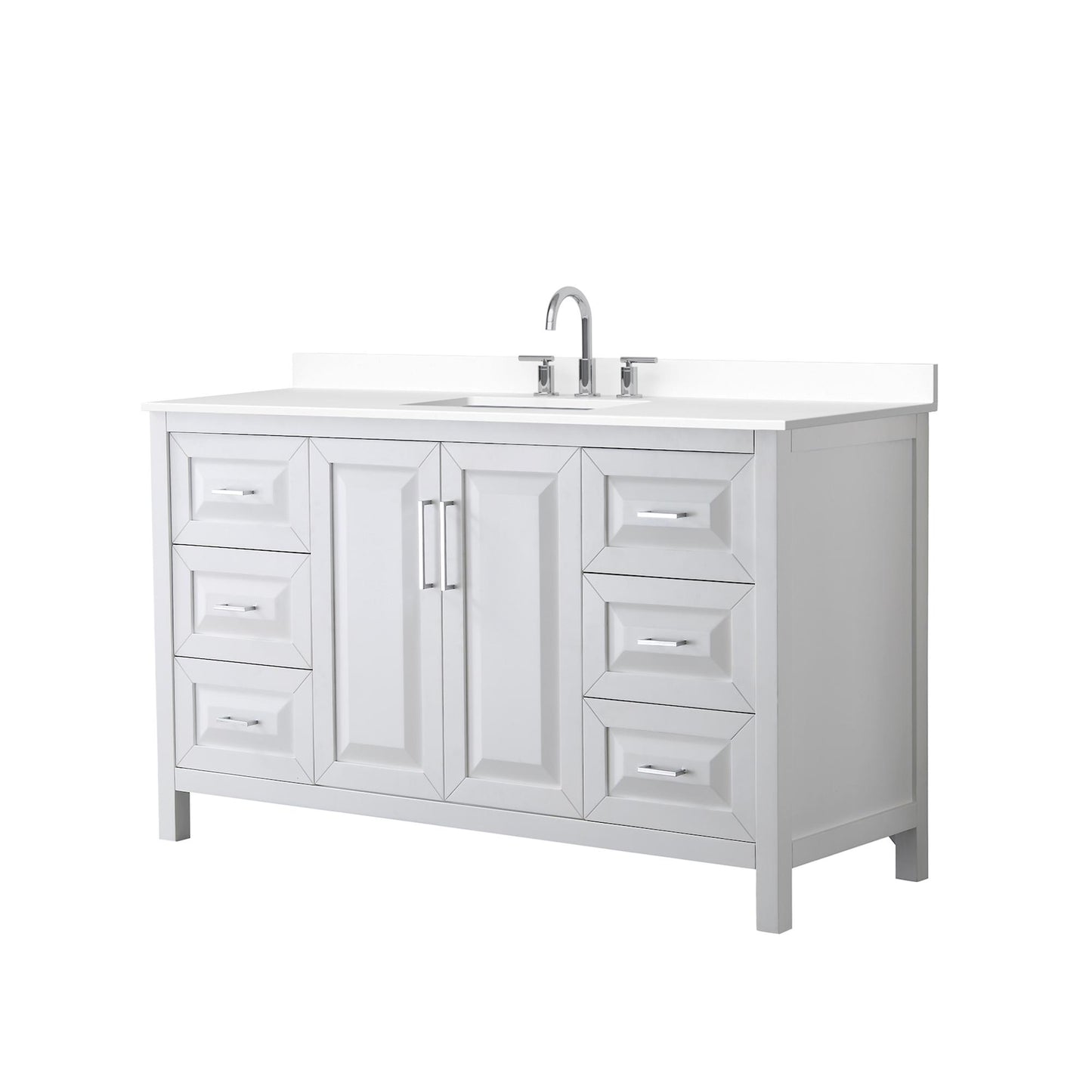 Daria Bathroom Vanity with Countertop 60 inch Single Sink 3-hole Faucet Setup