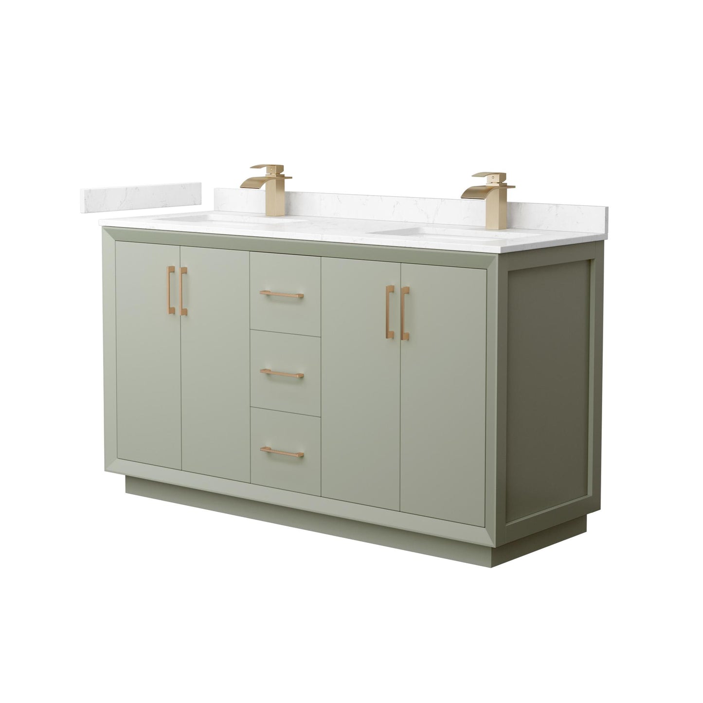 Strada Bathroom Vanity with Countertop 60 inch Double Sink Single hole Faucet Setup