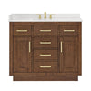 Custom image for Dark Oak with Brushed Gold Trim / Giotto Quartz / No Mirror