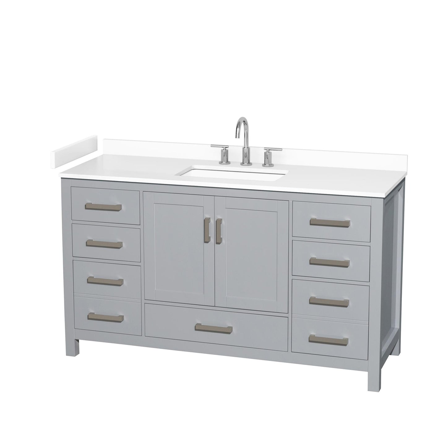 Sheffield Bathroom Vanity with Countertop 60 inch Single Sink 3-hole Faucet Setup