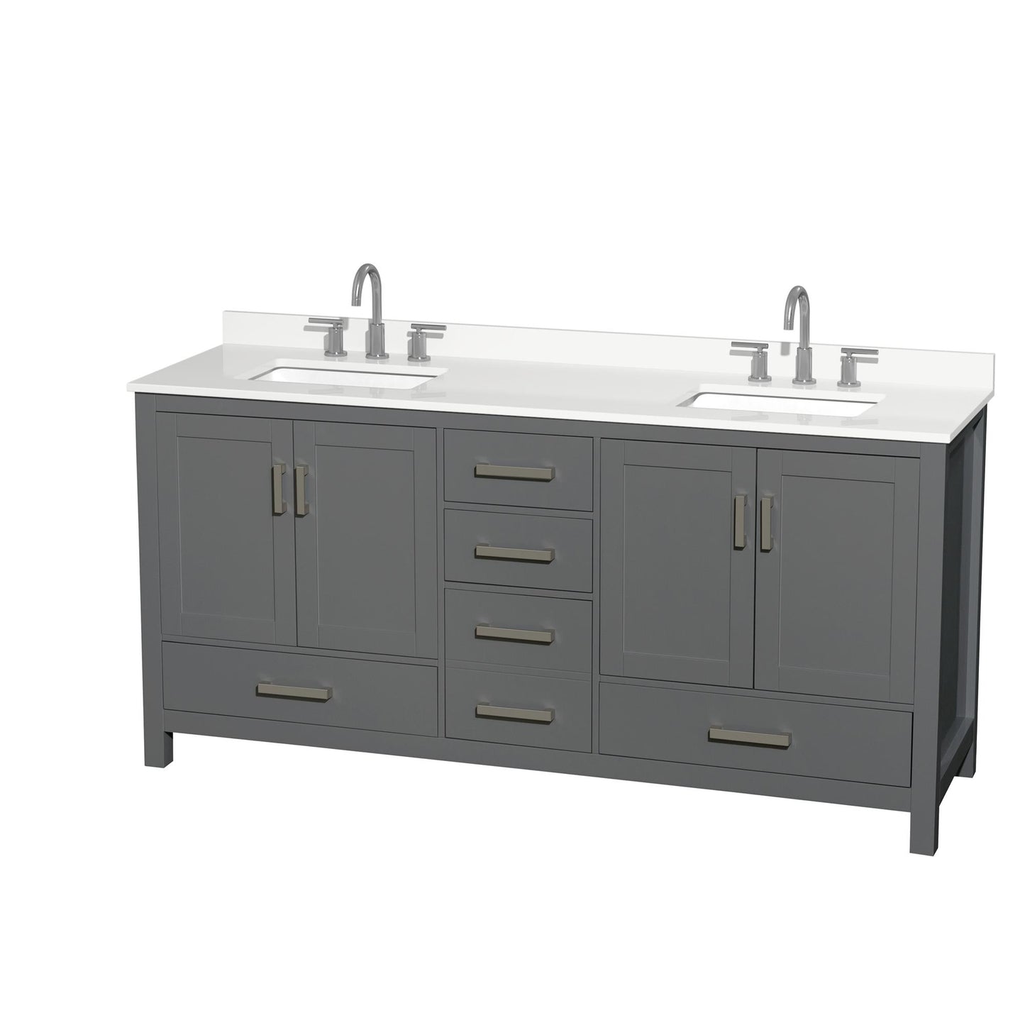 Sheffield Bathroom Vanity with Countertop 72 inch Double Sink 3-hole Faucet Setup