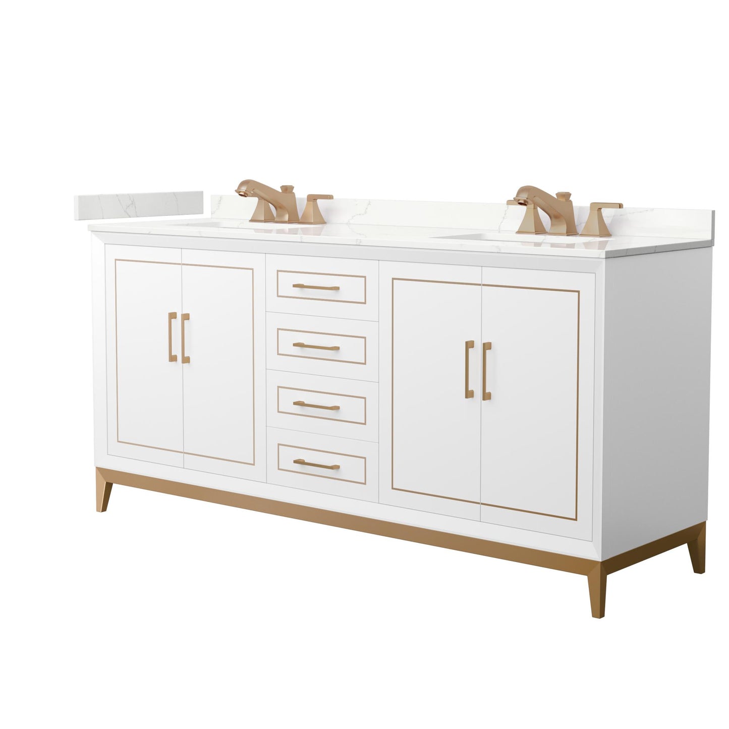 Marlena Bathroom Vanity with Countertop 72 inch Double Sink 3-hole Faucet Setup