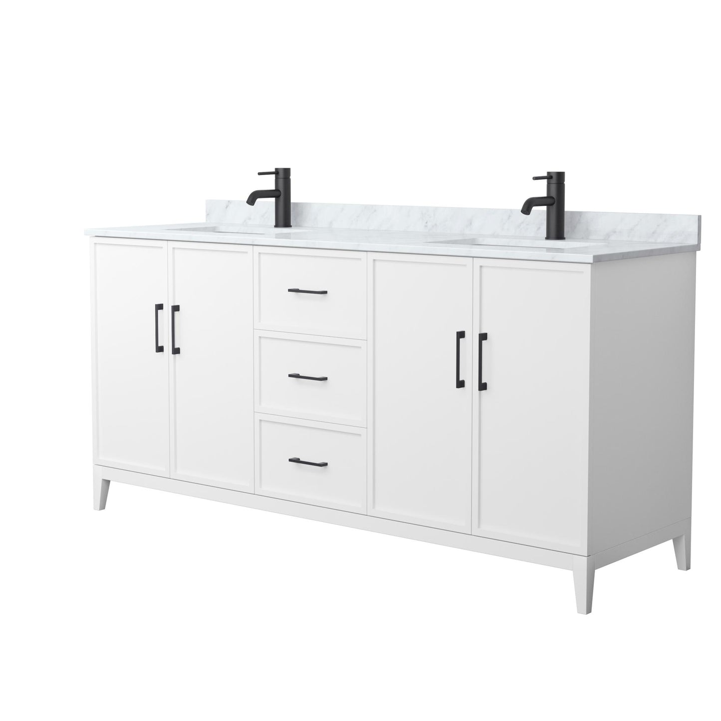 Elan Bathroom Vanity with Countertop 72 inch Double Sink Single hole Faucet Setup