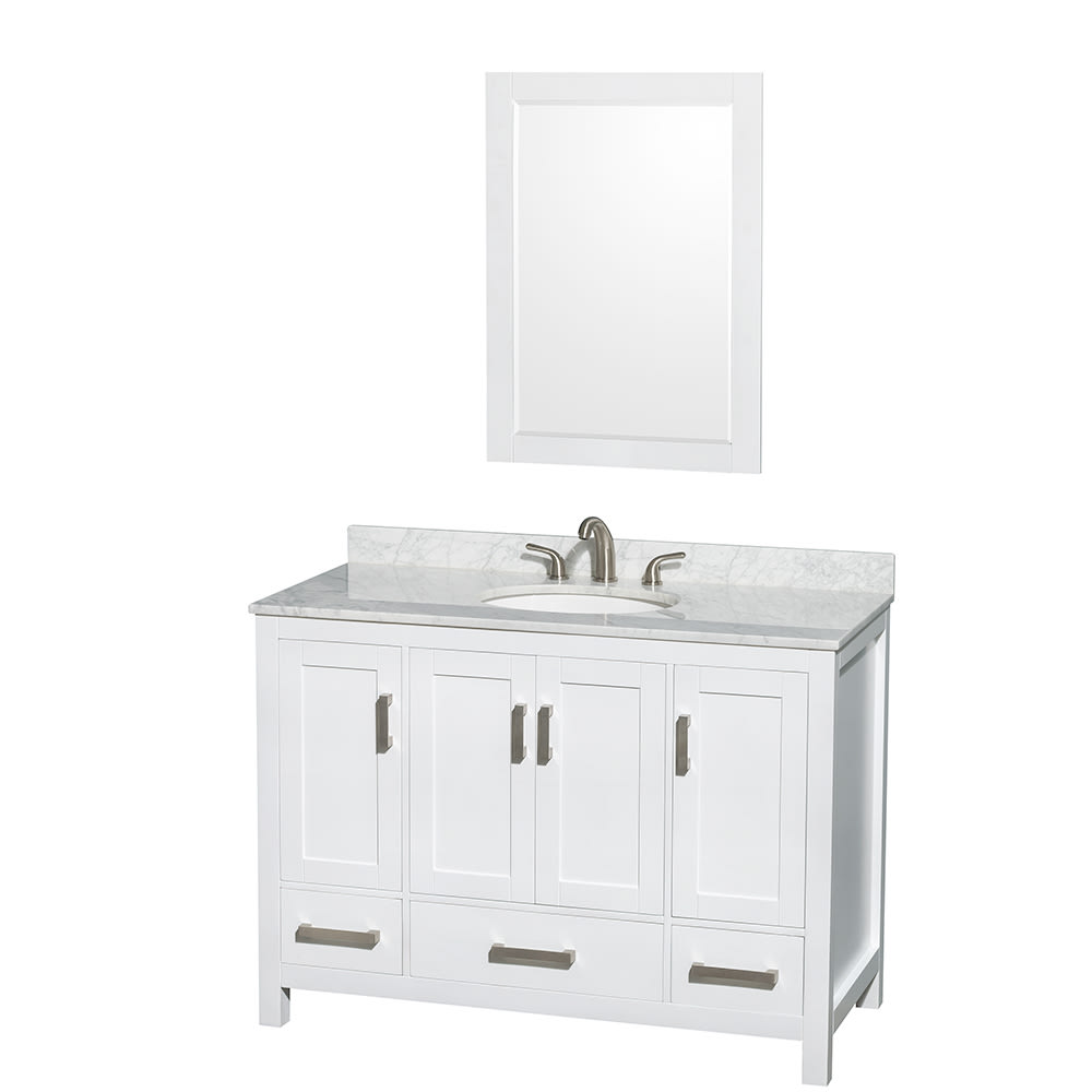 Sheffield Bathroom Vanity with Countertop 48 inch Single Sink 3-hole Faucet Setup