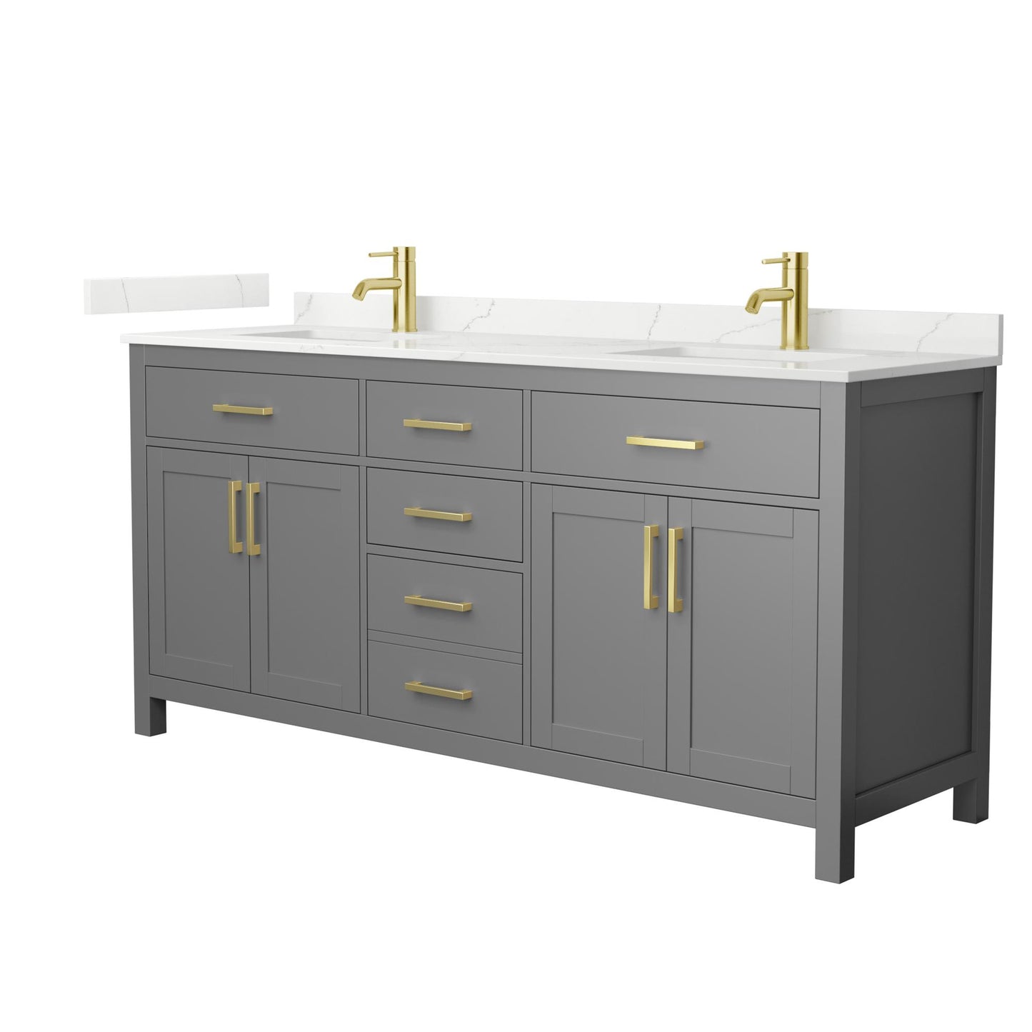 Beckett Bathroom Vanity with Countertop 72 inch Double Sink Single hole Faucet Setup