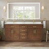 Custom image for Dark Oak with Brushed Gold Trim / Carrara Cultured Marble / No Mirror