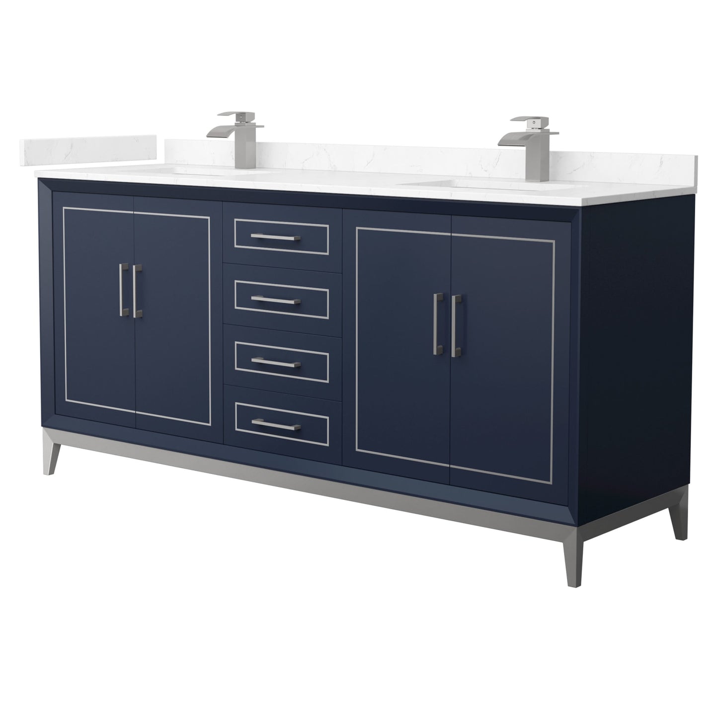 Marlena Bathroom Vanity with Countertop 72 inch Double Sink Single hole Faucet Setup