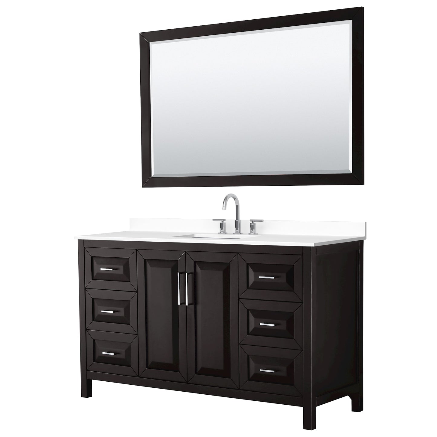 Daria Bathroom Vanity with Countertop 60 inch Single Sink 3-hole Faucet Setup