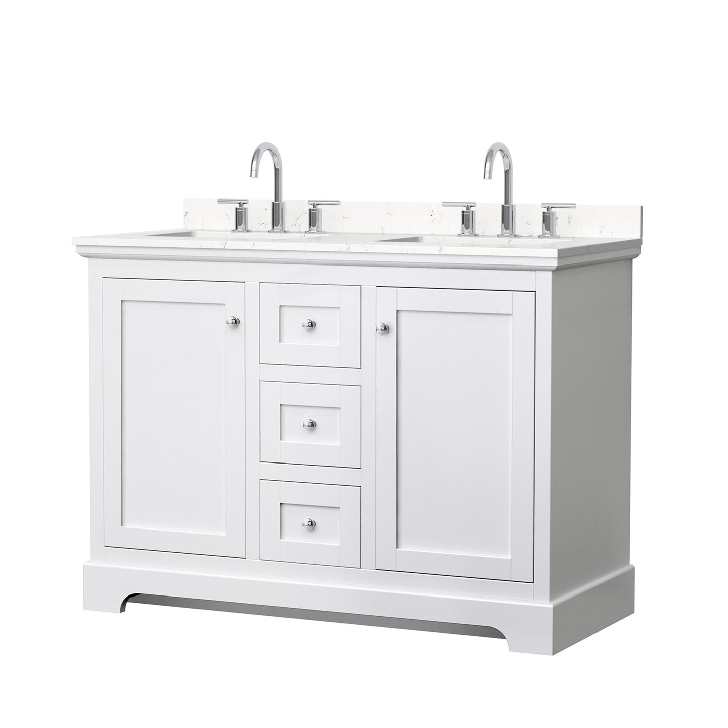 Avery Bathroom Vanity with Countertop 48 inch Double Sink 3-hole Faucet Setup