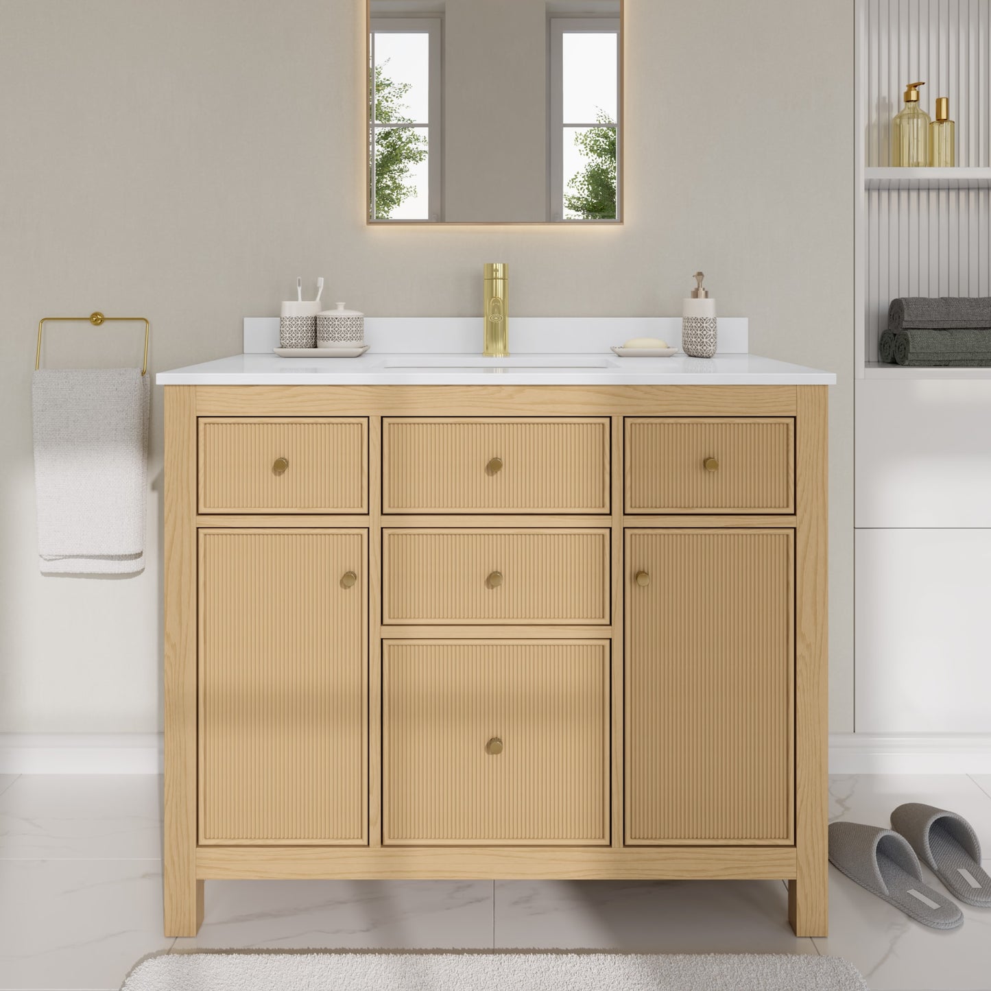 Pendry Bathroom Vanity with Countertop 42 inch Single Sink Single hole Faucet Setup