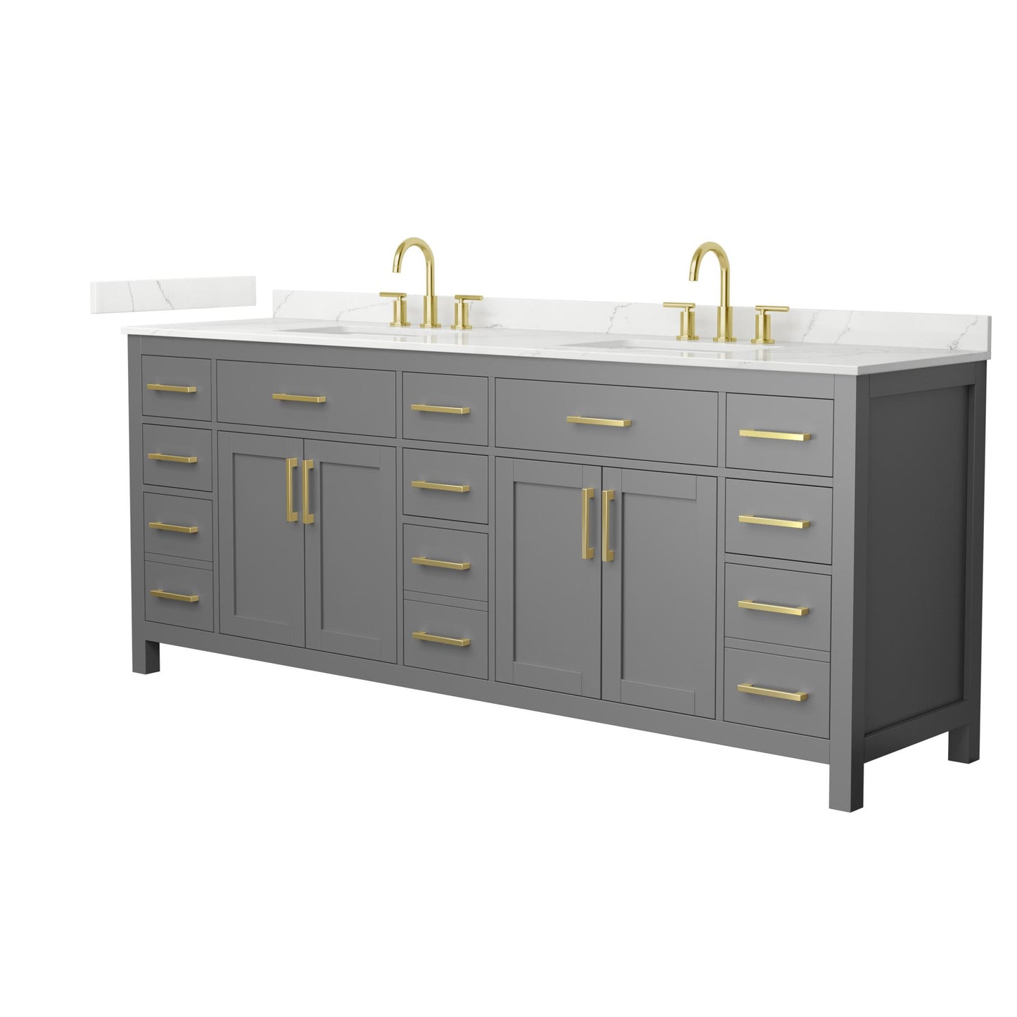 Beckett Bathroom Vanity with Countertop 84 inch Double Sink 3-hole Faucet Setup