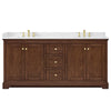 Custom image for Dark Walnut with Brushed Gold Trim / White Cultured Marble / No Mirror