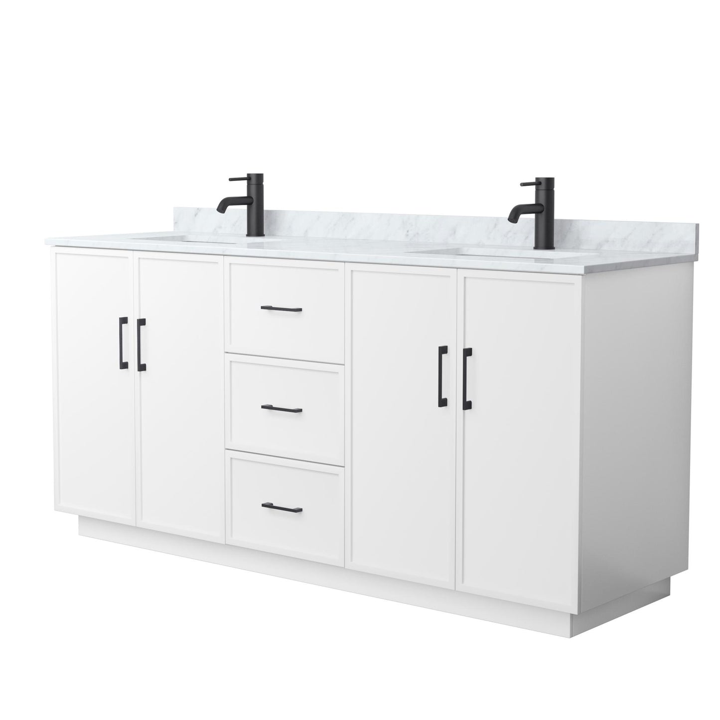 Elan TK Bathroom Vanity with Countertop 72 inch Double Sink Single hole Faucet Setup