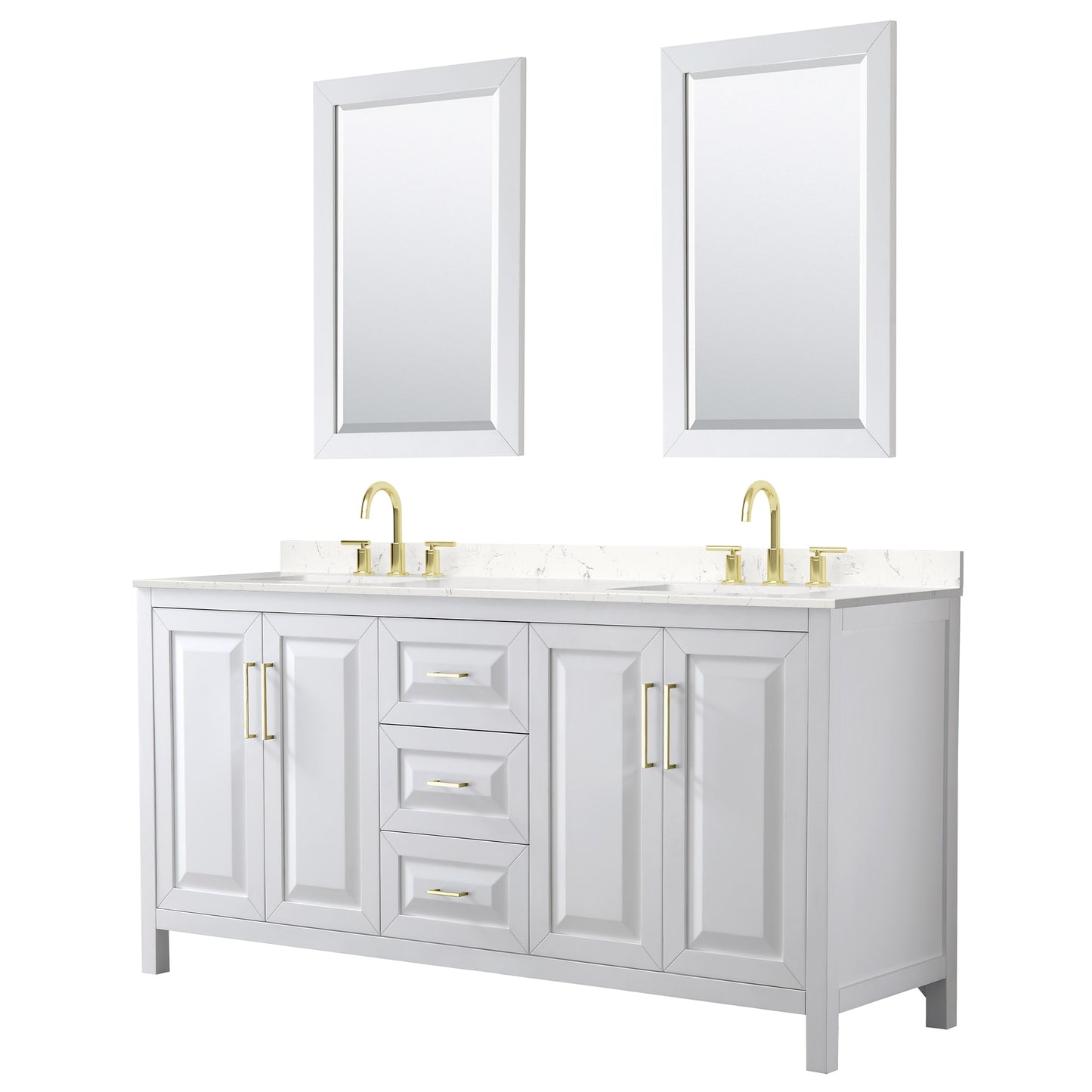 Daria Bathroom Vanity with Countertop 72 inch Double Sink 3-hole Faucet Setup