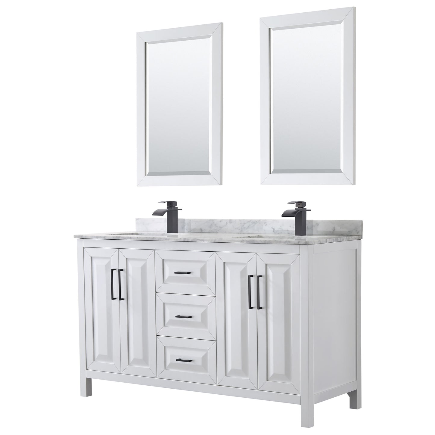Daria Bathroom Vanity with Countertop 60 inch Double Sink Single hole Faucet Setup