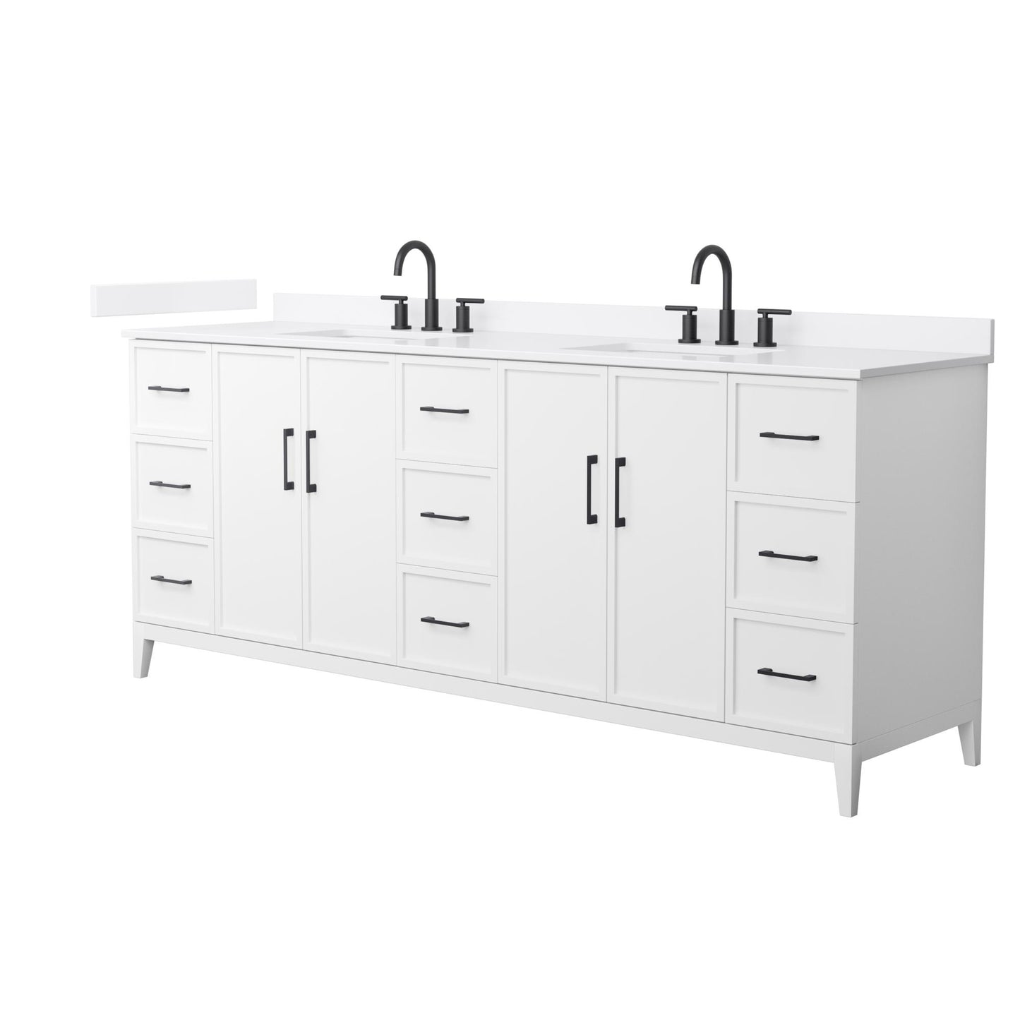 Elan Bathroom Vanity with Countertop 84 inch Double Sink 3-hole Faucet Setup