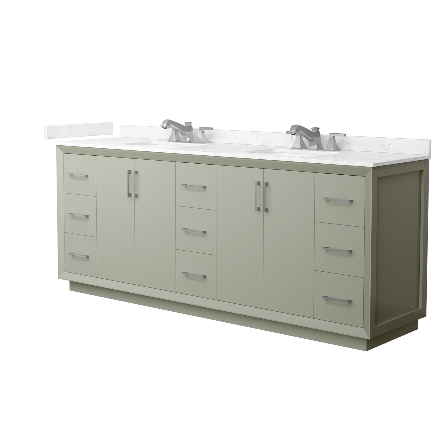 Strada Bathroom Vanity with Countertop 84 inch Double Sink 3-hole Faucet Setup