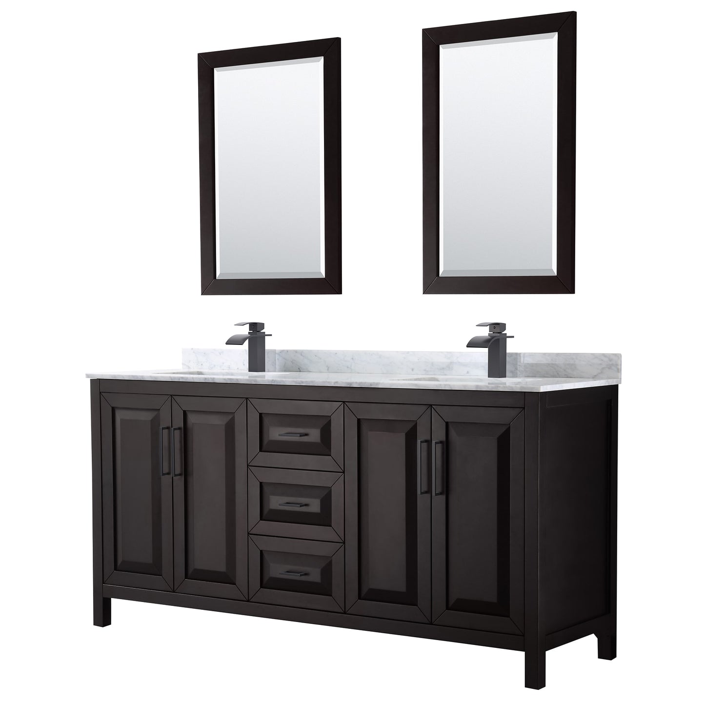 Daria Bathroom Vanity with Countertop 72 inch Double Sink Single hole Faucet Setup