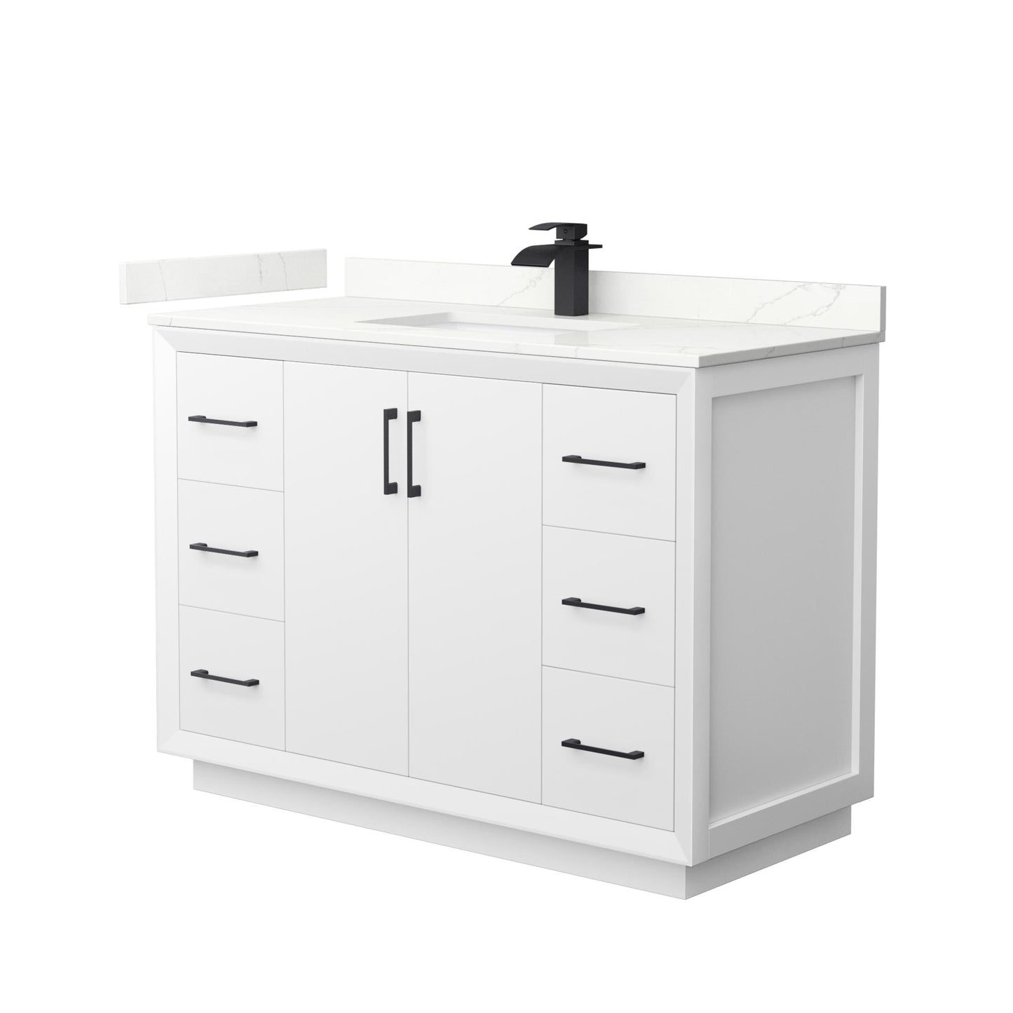 Strada Bathroom Vanity with Countertop 48 inch Single Sink Single hole Faucet Setup