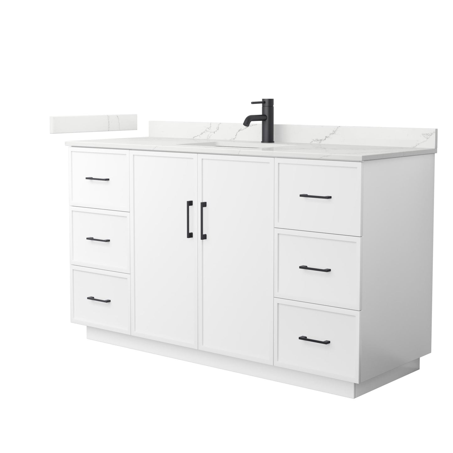 Elan TK Bathroom Vanity with Countertop 60 inch Single Sink Single hole Faucet Setup
