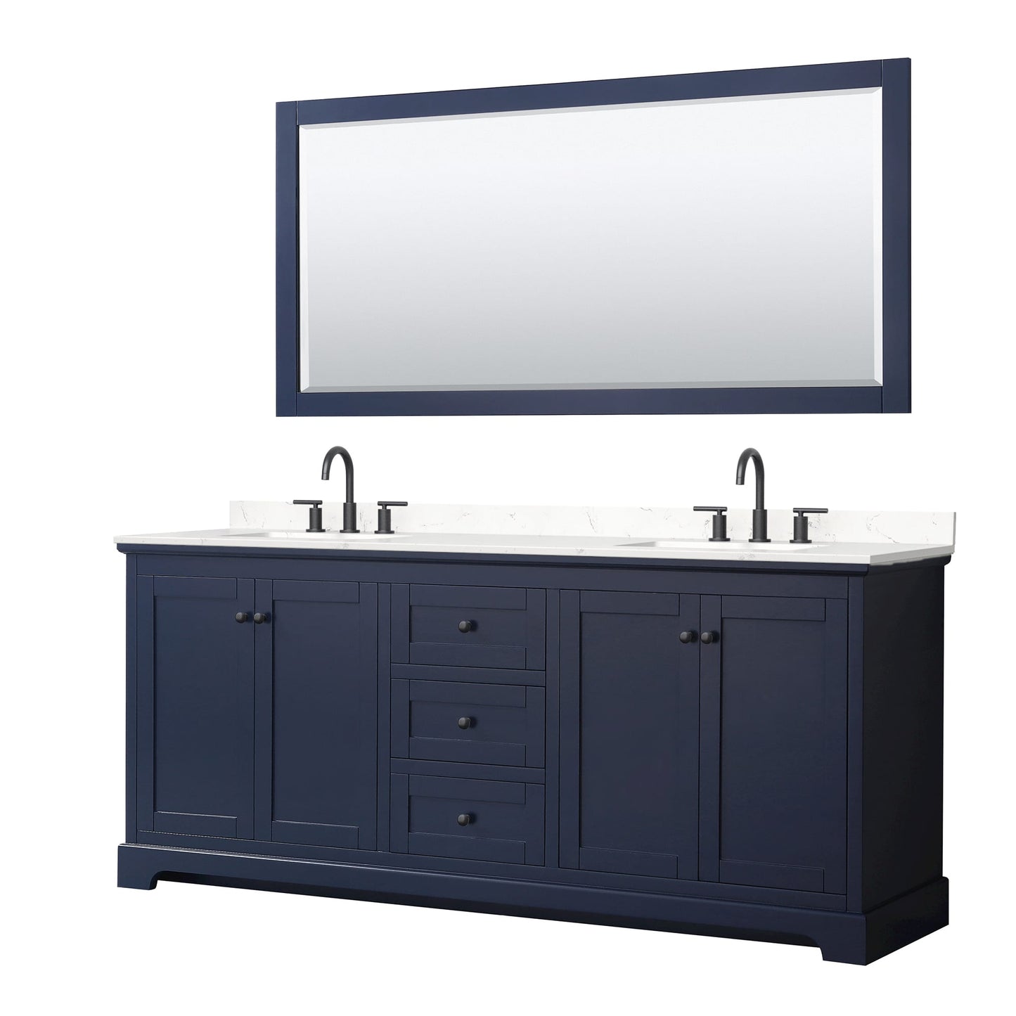 Avery Bathroom Vanity with Countertop 80 inch Double Sink 3-hole Faucet Setup