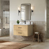 Custom image for Scandinavian Oak with Matte Black Trim / Giotto Quartz / No Mirror
