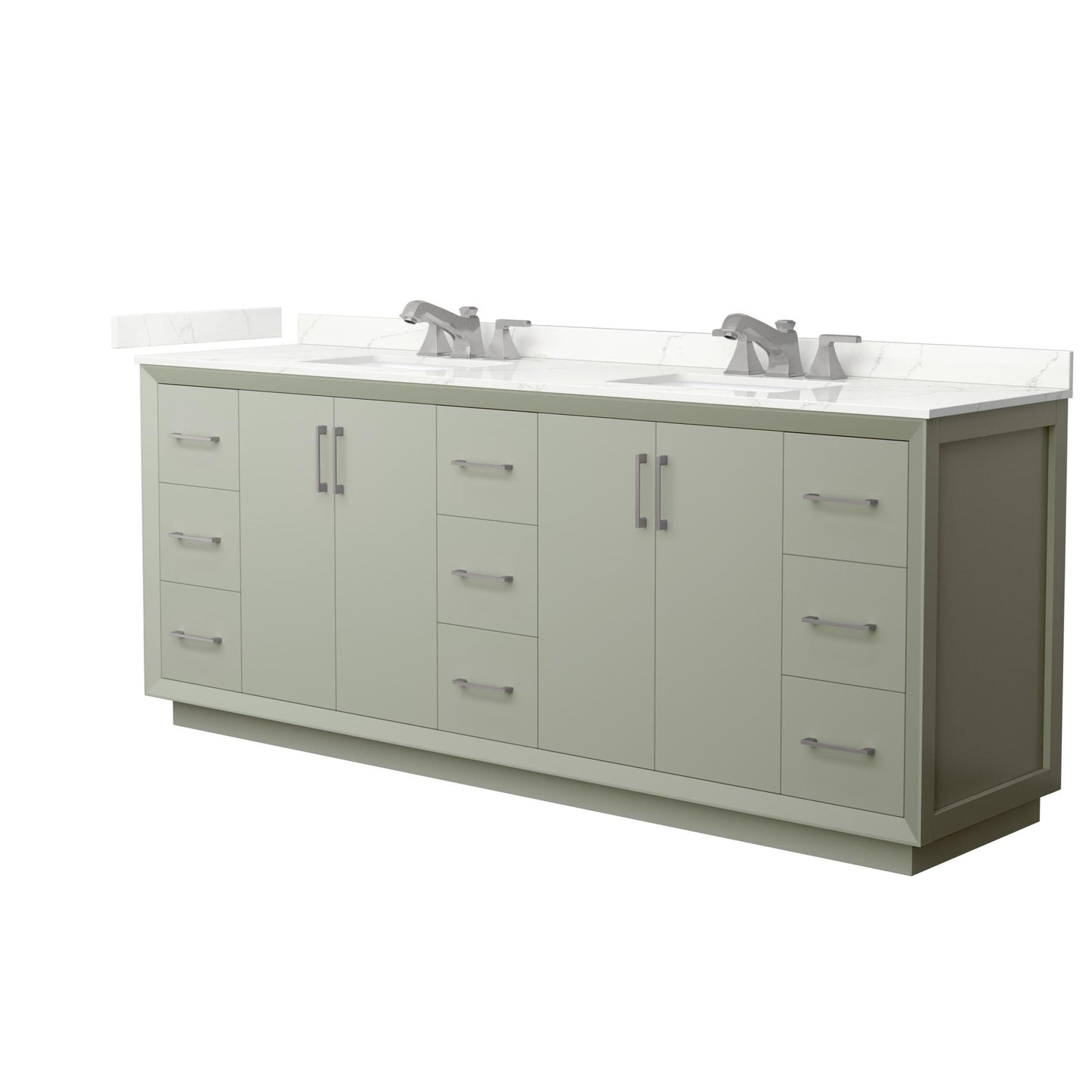 Strada Bathroom Vanity with Countertop 84 inch Double Sink 3-hole Faucet Setup