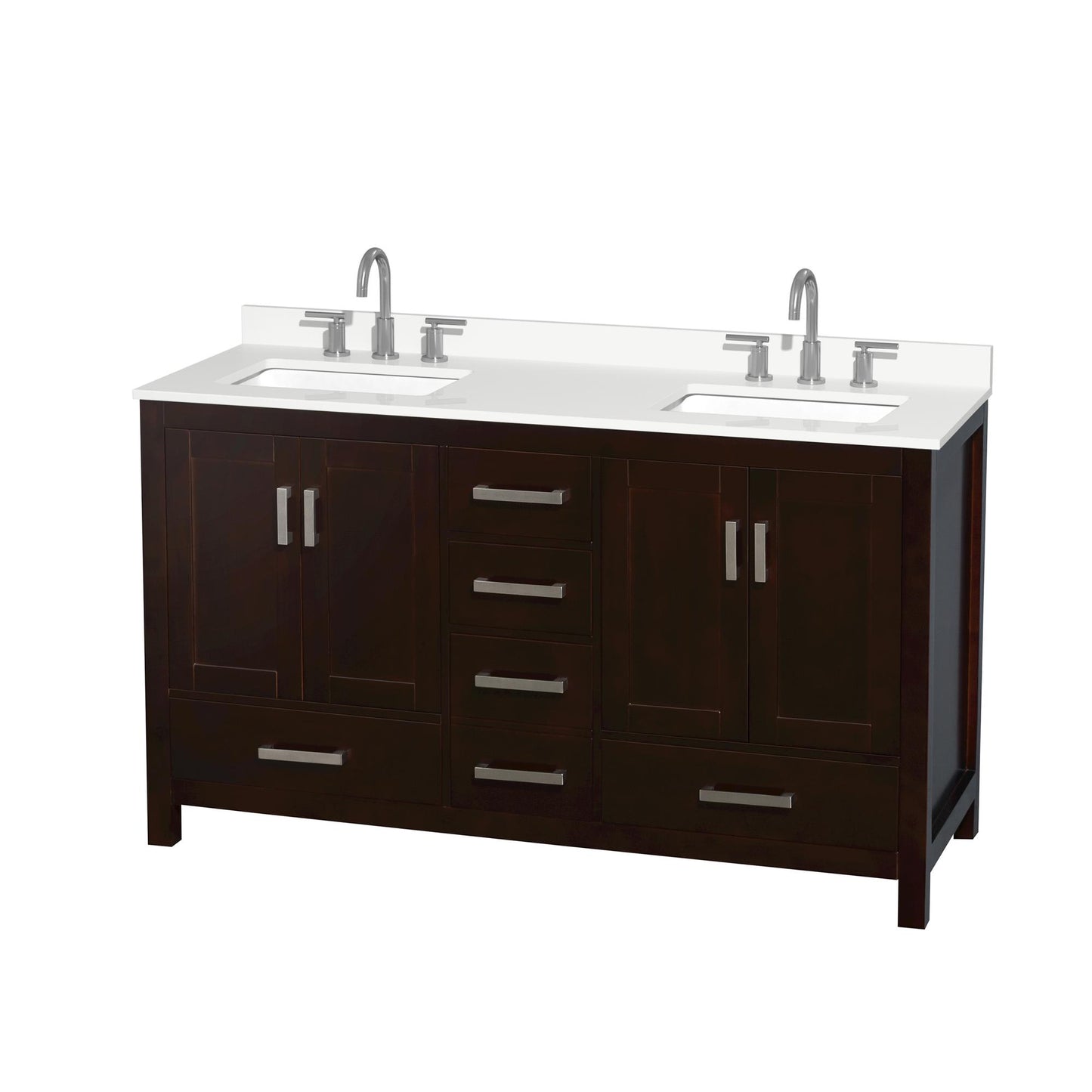 Sheffield Bathroom Vanity with Countertop 60 inch Double Sink 3-hole Faucet Setup