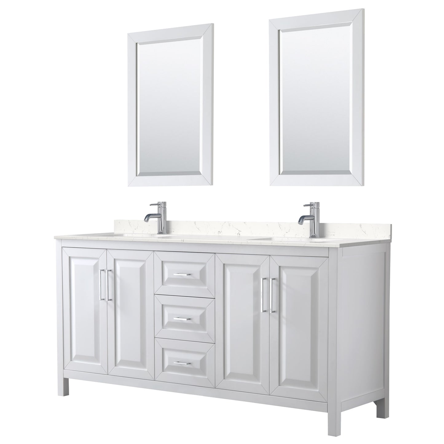 Daria Bathroom Vanity with Countertop 72 inch Double Sink Single hole Faucet Setup