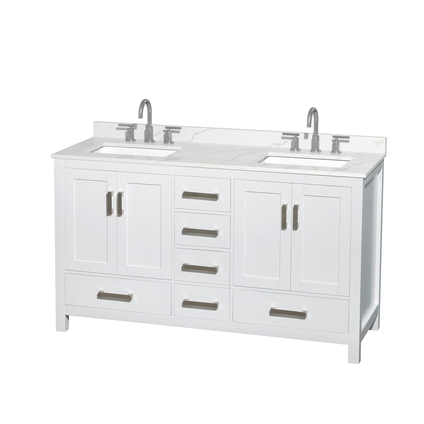 Sheffield Bathroom Vanity with Countertop 60 inch Double Sink 3-hole Faucet Setup