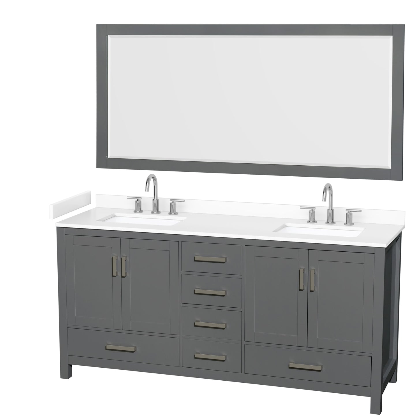 Sheffield Bathroom Vanity with Countertop 72 inch Double Sink 3-hole Faucet Setup