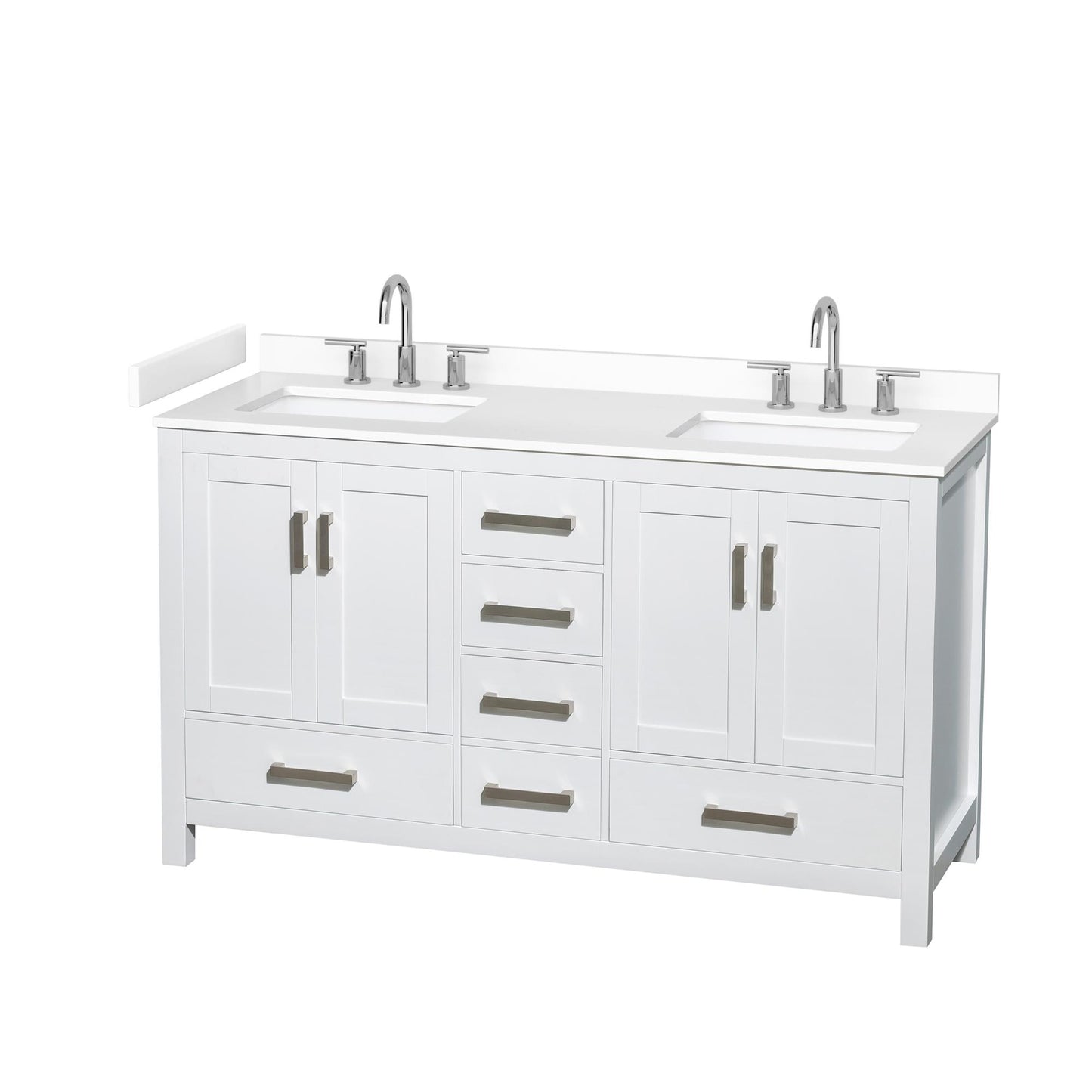 Sheffield Bathroom Vanity with Countertop 60 inch Double Sink 3-hole Faucet Setup