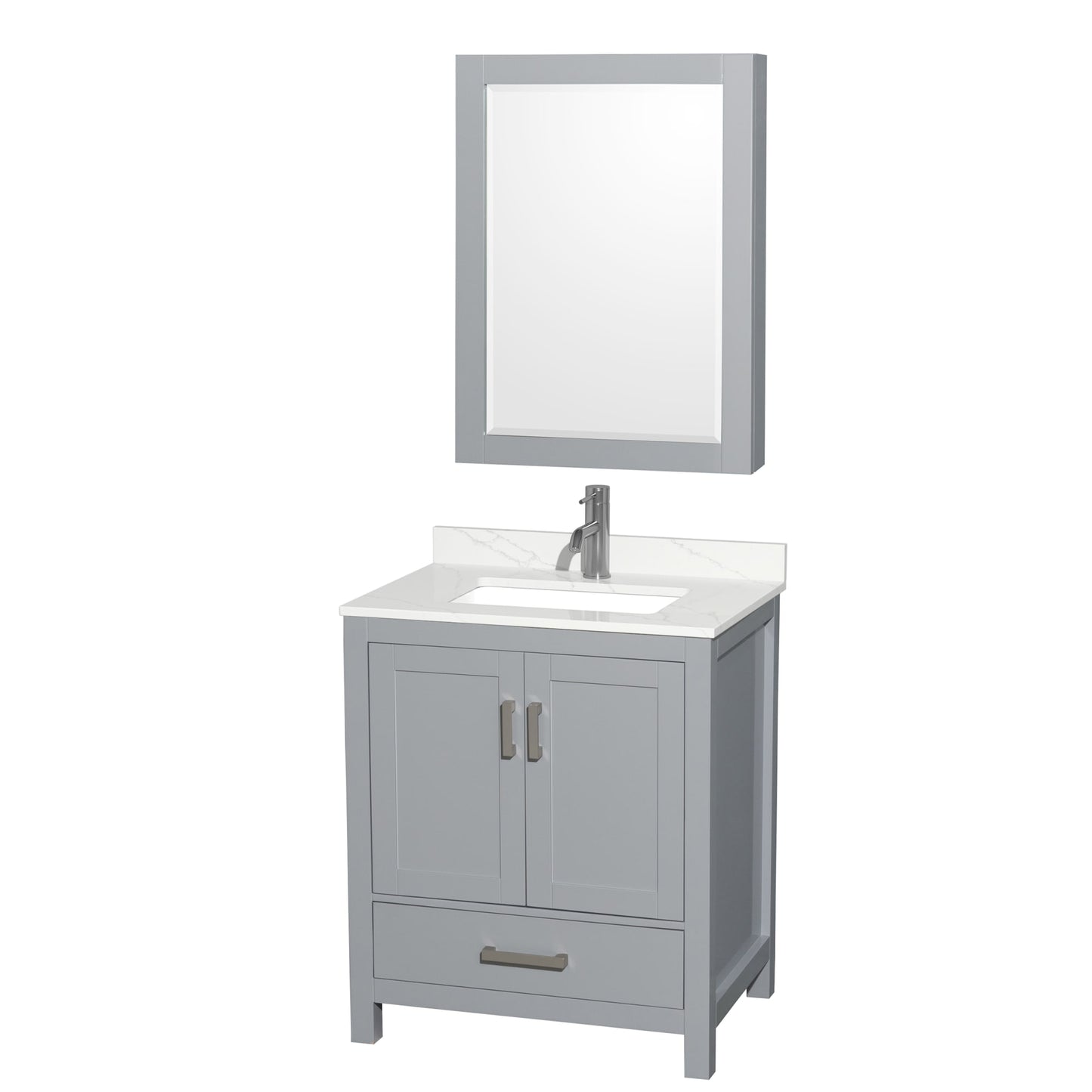 Sheffield Bathroom Vanity with Countertop 30 inch Single Sink Single hole Faucet Setup