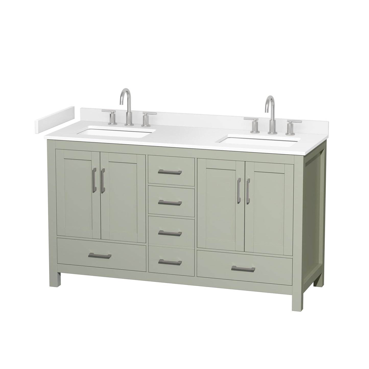 Sheffield Bathroom Vanity with Countertop 60 inch Double Sink 3-hole Faucet Setup
