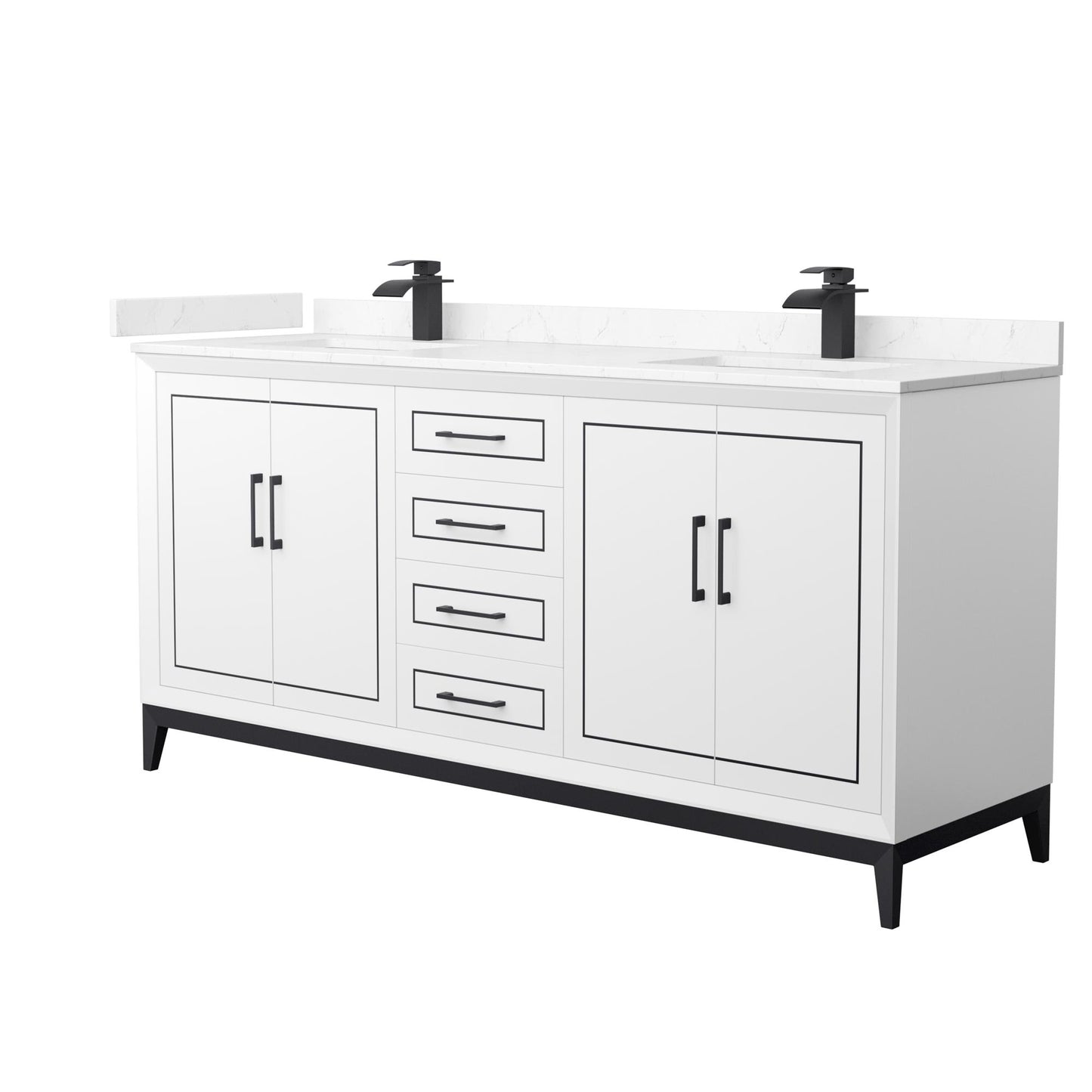 Marlena Bathroom Vanity with Countertop 72 inch Double Sink Single hole Faucet Setup
