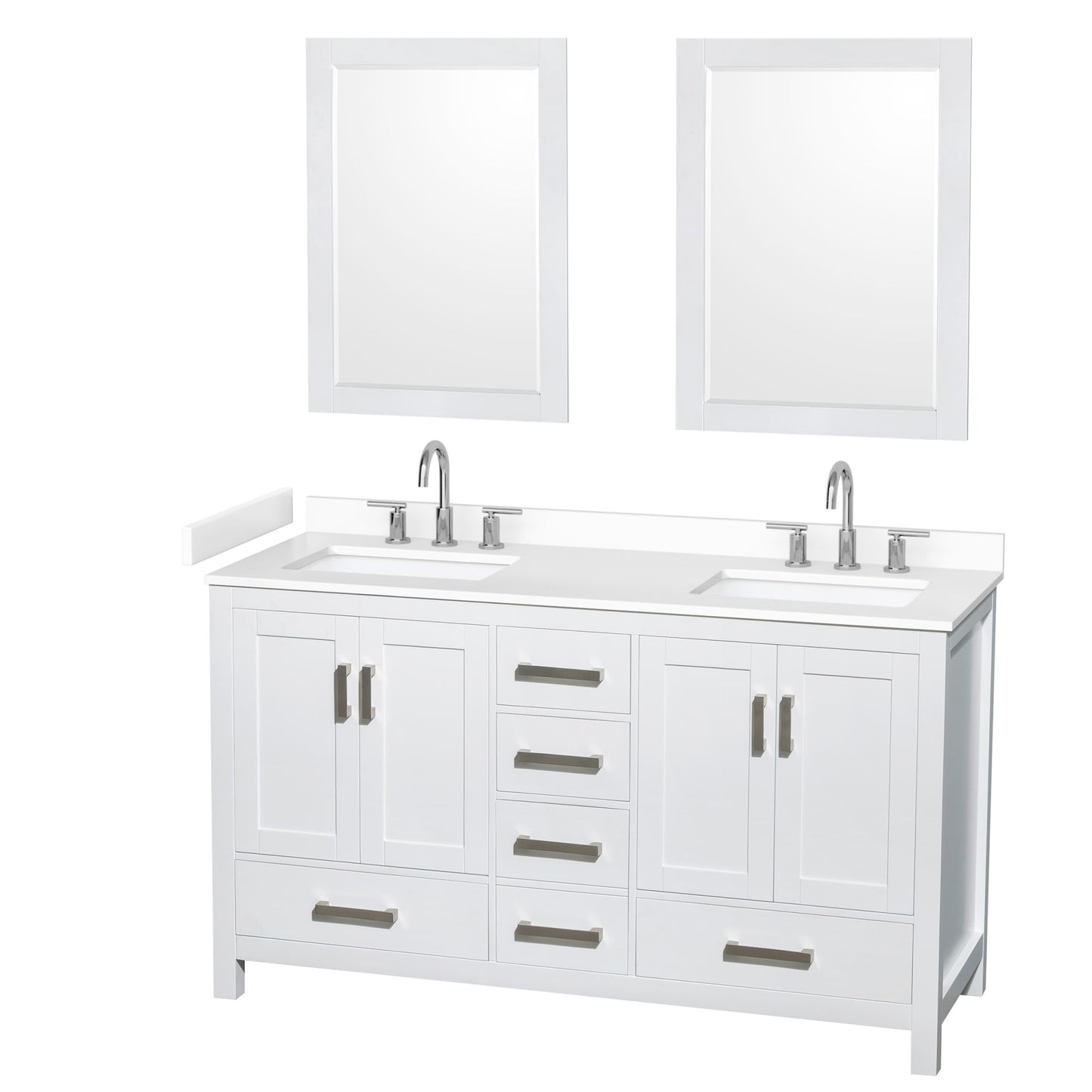 Sheffield Bathroom Vanity with Countertop 60 inch Double Sink 3-hole Faucet Setup