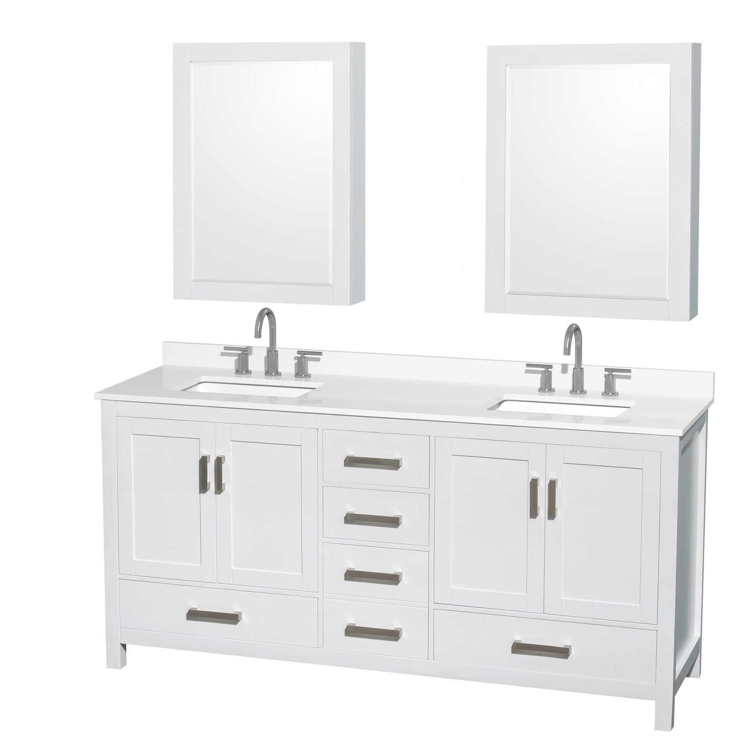 Sheffield Bathroom Vanity with Countertop 72 inch Double Sink 3-hole Faucet Setup