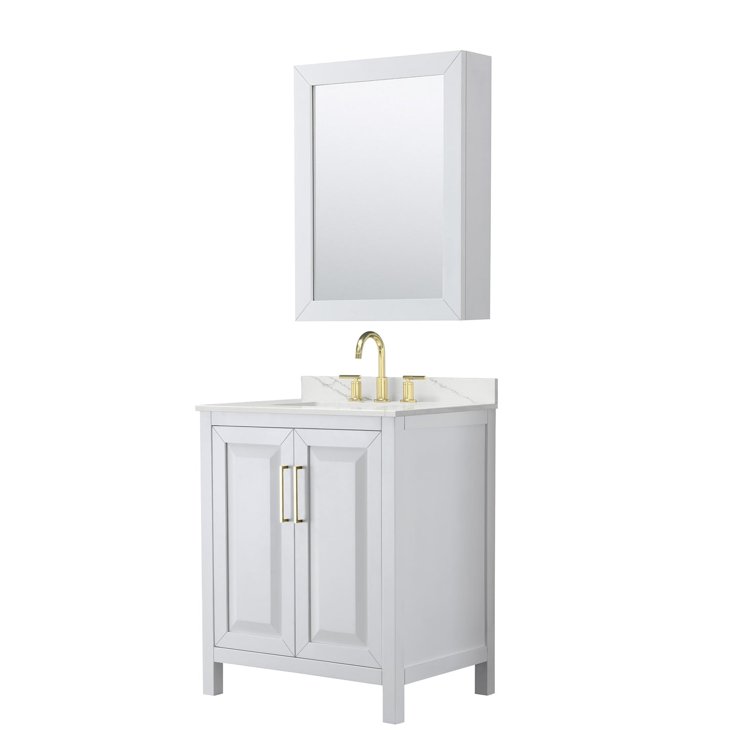 Daria Bathroom Vanity with Countertop 30 inch Single Sink 3-hole Faucet Setup
