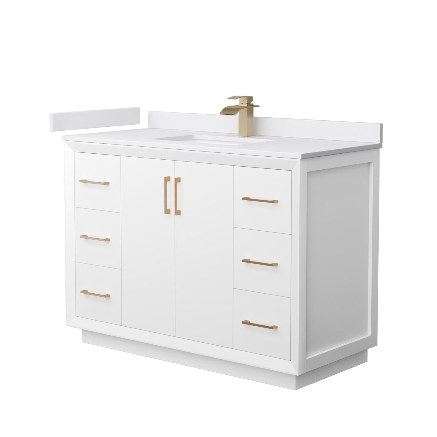 Strada Bathroom Vanity with Countertop 48 inch Single Sink Single hole Faucet Setup