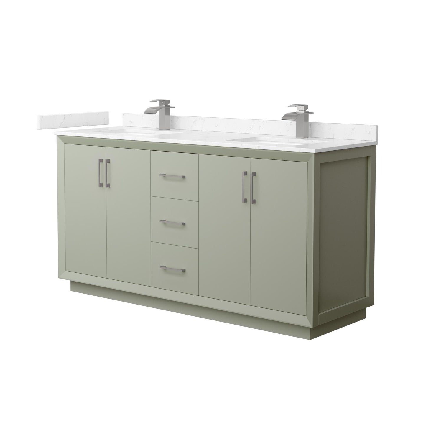 Strada Bathroom Vanity with Countertop 66 inch Double Sink Single hole Faucet Setup
