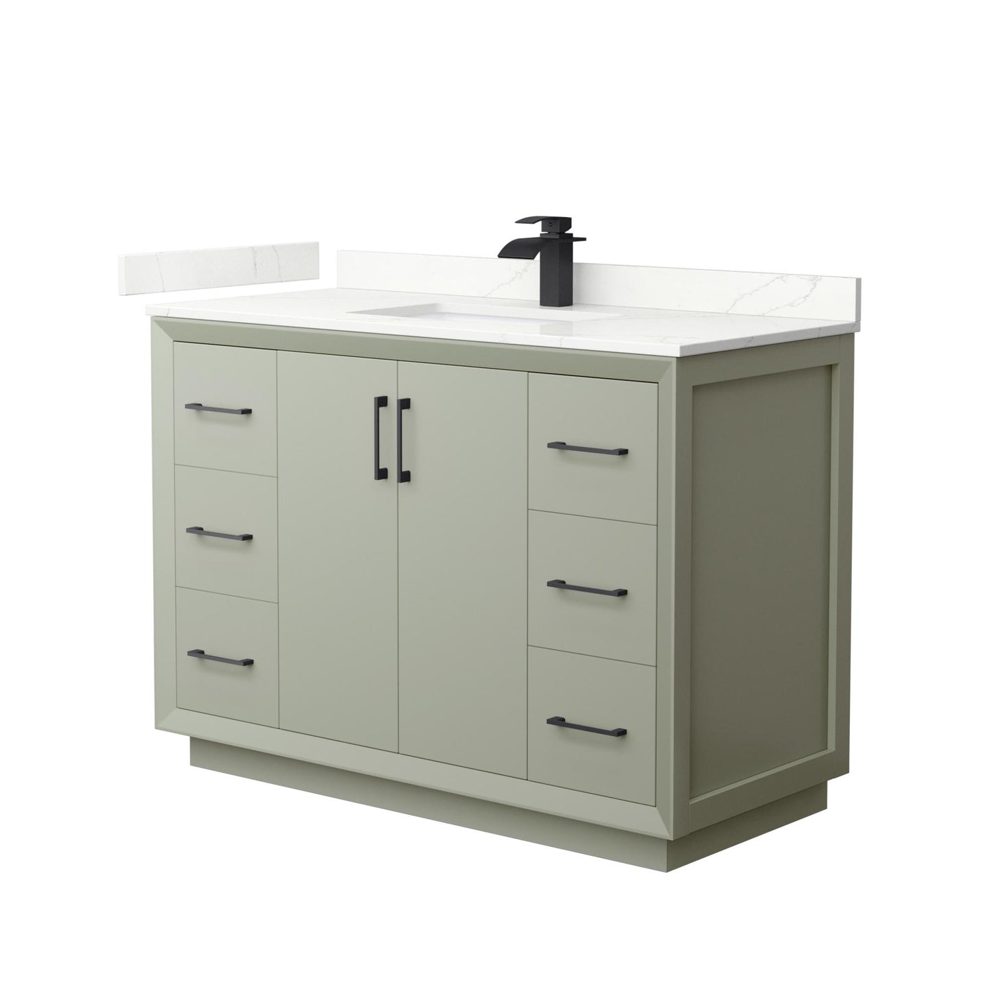 Strada Bathroom Vanity with Countertop 48 inch Single Sink Single hole Faucet Setup