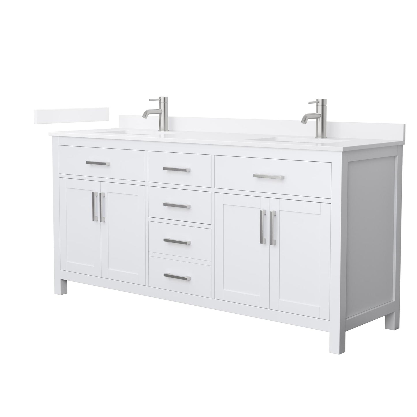 Beckett Bathroom Vanity with Countertop 72 inch Double Sink Single hole Faucet Setup